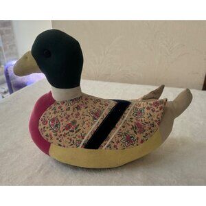 Vintage Folk Art Stuffed Weighted‎ Duck Door Stop Plush 13" Farmhouse Decor